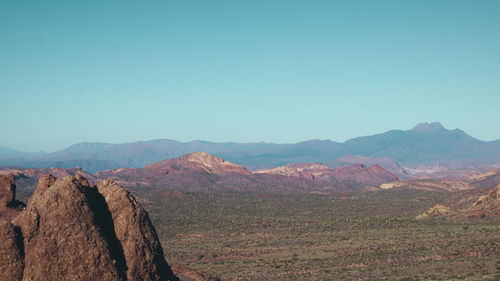 Scenic view of mountains against clear sky