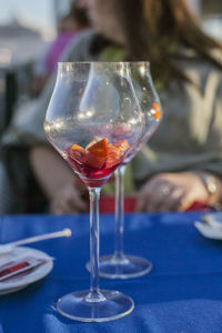 Close-up of wine glass on table in restaurant