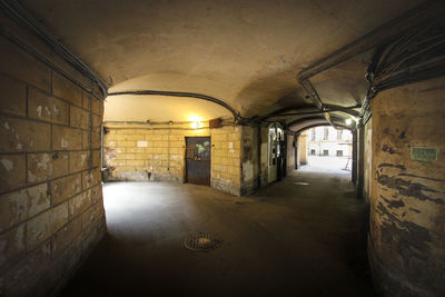 Interior of illuminated tunnel