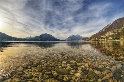 Scenic view of lake against sky