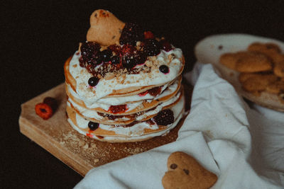 Close-up of cookies in plate on table