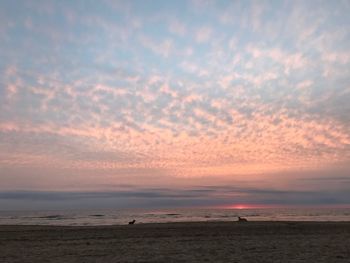 View of beach against cloudy sky