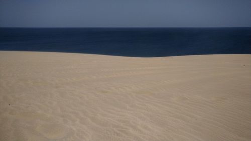 Scenic view of beach against clear sky