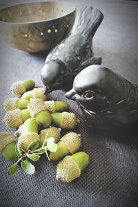 High angle view of fruits on table