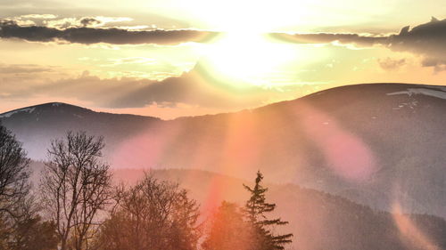 Scenic view of landscape against sky during sunset