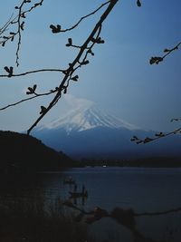 Scenic view of lake against sky during winter