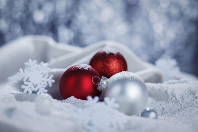 Close-up of ice cream in snow