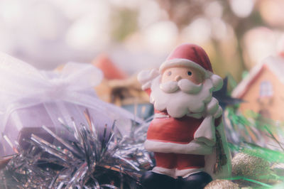 Close-up of santa hat on christmas decoration