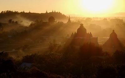 Panoramic view of cathedral at sunset