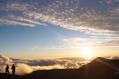 Scenic view of mountains during sunset