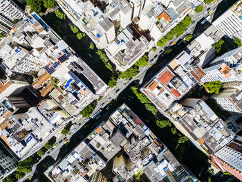 High angle view of buildings in city