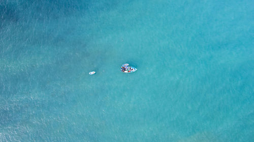 High angle view of ship in sea