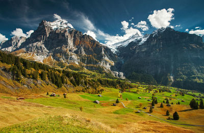 Scenic view of swiss alps against sky