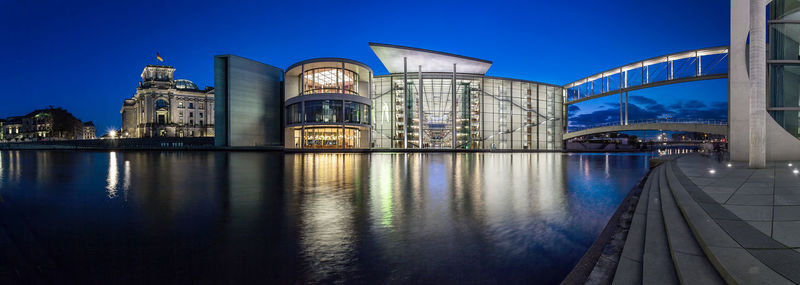 Reflection of built structure in water