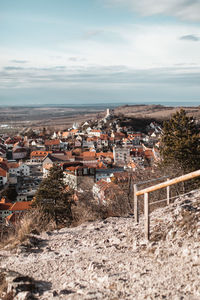 High angle view of townscape against sky