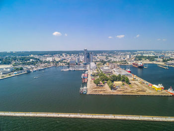 High angle view of city buildings