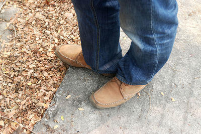 Low section of man standing on ground