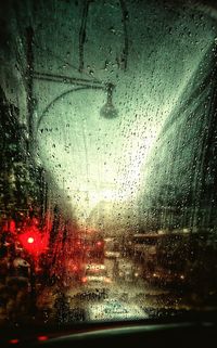 Close-up of rain drops on window