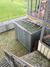 High angle view of food on building