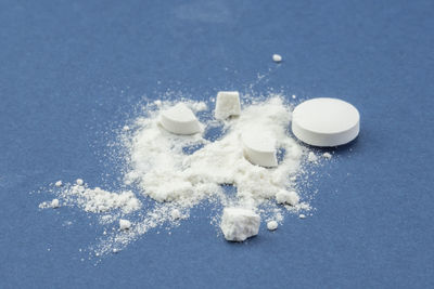 High angle view of ice cream on table