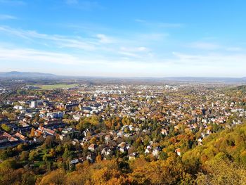 High angle view of cityscape against sky