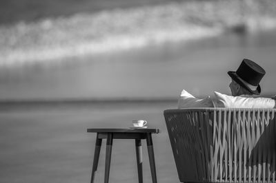 High angle view of sea against sky
