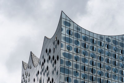 Low angle view of modern building against sky