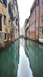 Reflection of buildings on canal in city