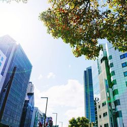 Low angle view of modern buildings against sky