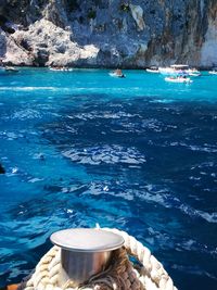 Scenic view of sea against blue sky