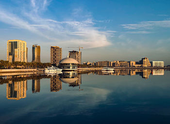 Reflection of buildings in water