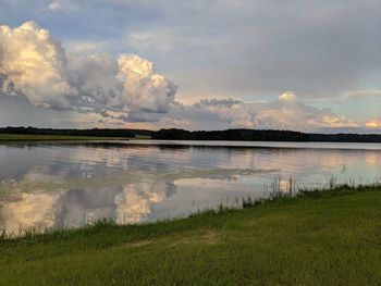 Scenic view of lake against sky