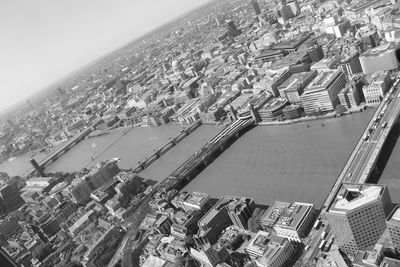 High angle view of crowd by buildings in city