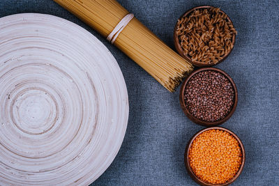 High angle view of bread on table
