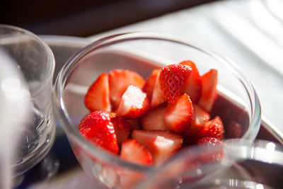 Close-up of strawberries in bowl