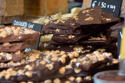 Close-up of chocolate for sale