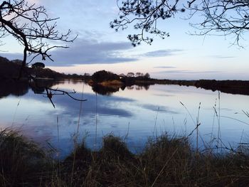 Scenic view of lake against sky