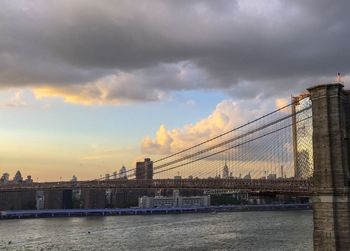 View of bridge over river against cloudy sky