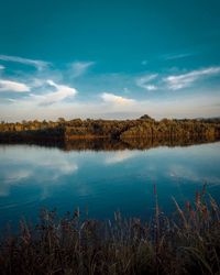 Scenic view of lake against sky