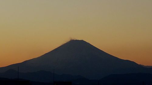 Scenic view of mountains at sunset