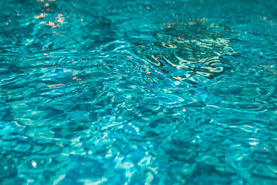 Full frame shot of blue water in swimming pool