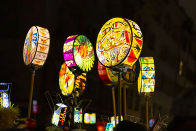 Basel, switzerland - february 27th 2023. close-up of illuminated hand held lanterns