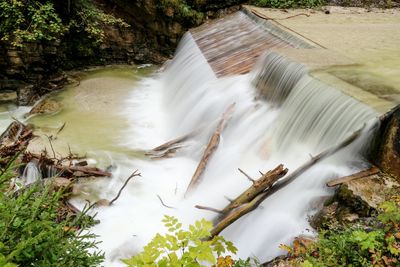 High angle view of waterfall