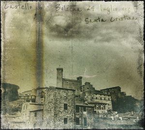 Digital composite image of old building against sky