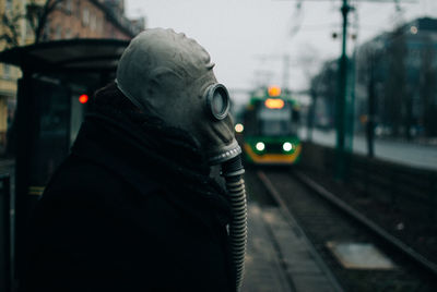 Train on railroad station platform