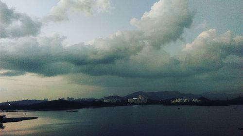 Scenic view of sea against cloudy sky