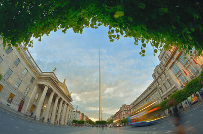 Spire symbol in dublin, ireland in summer time