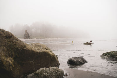 Scenic view of land against sky during winter