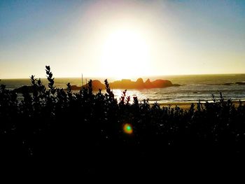 Scenic view of sunset over sea