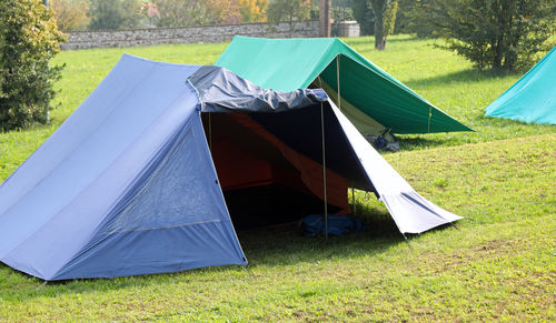 Tent on sunny day